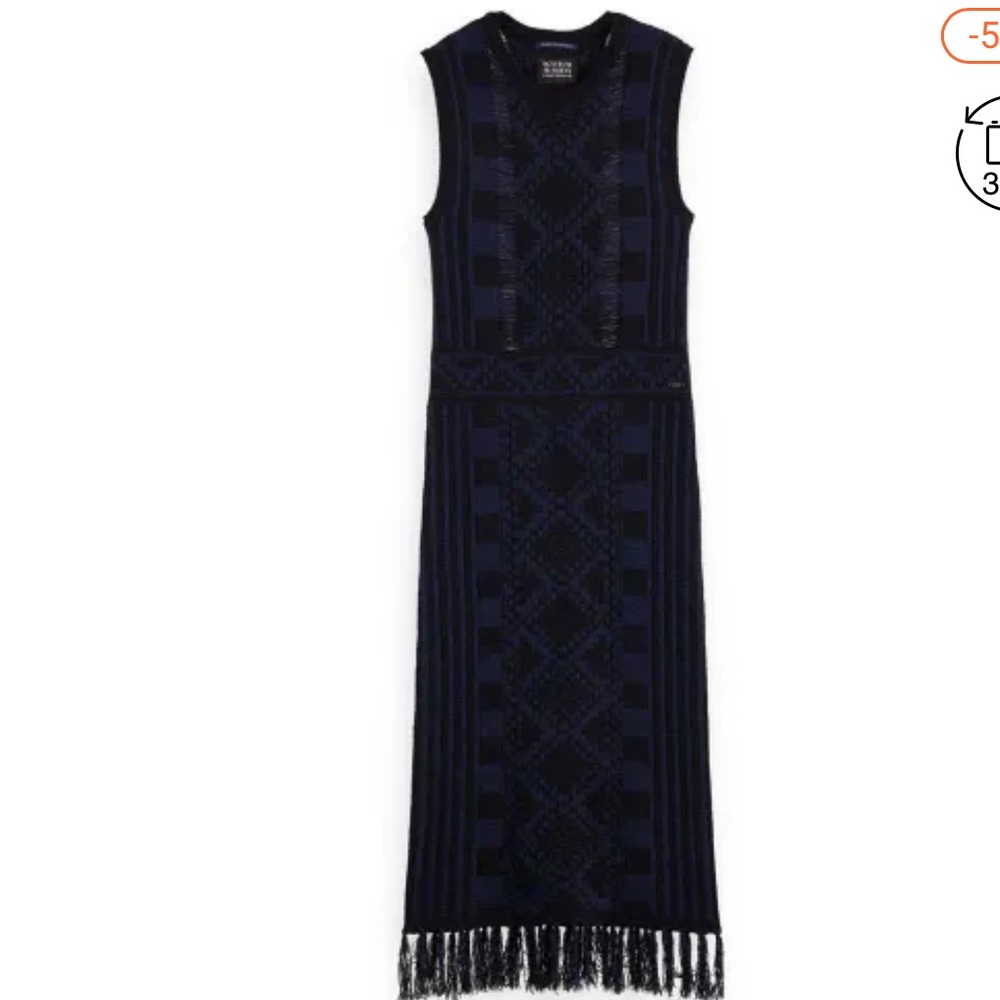 BNWT- Scotch & Soda Fringe Hem sleeveless long dress size:1